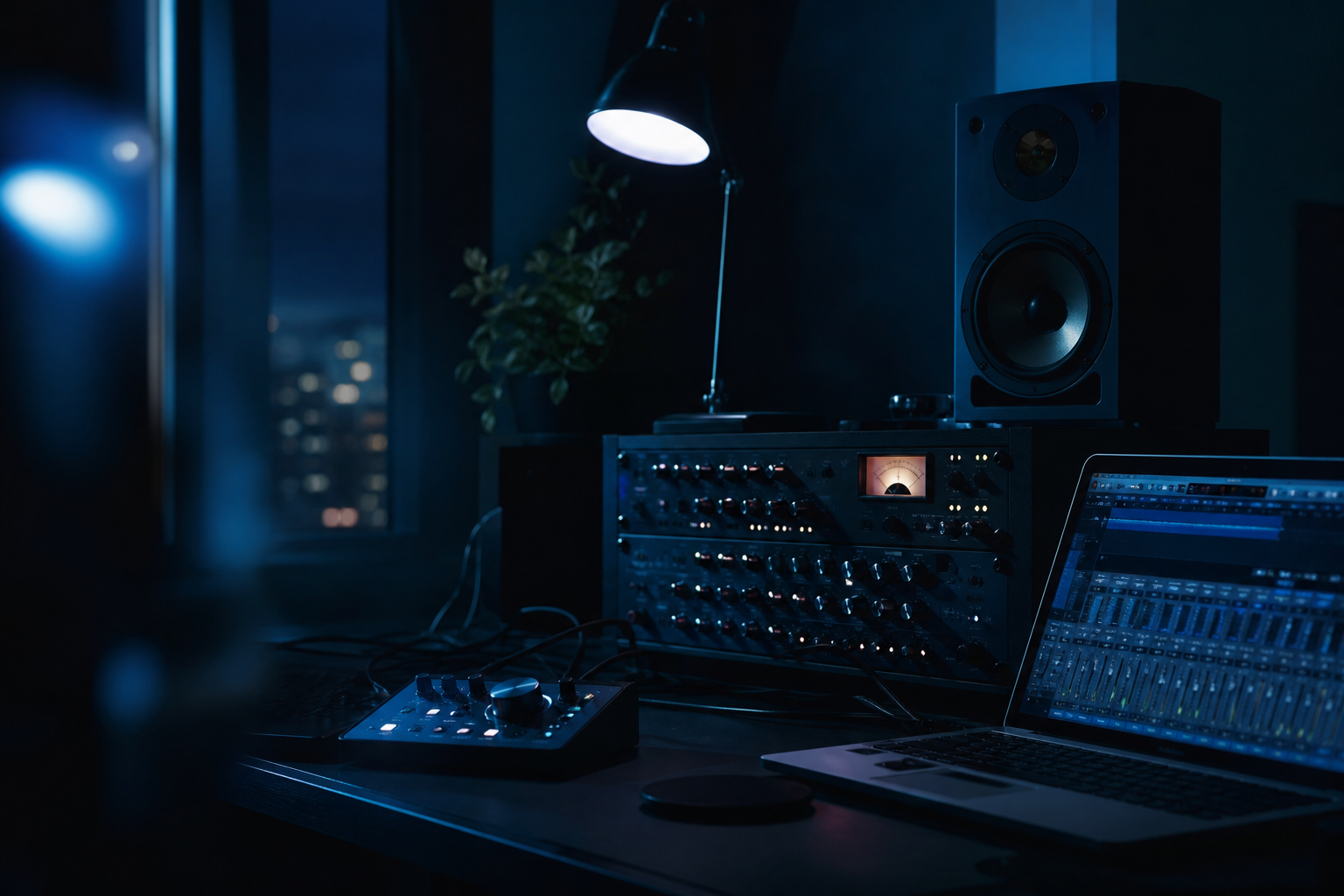 Hybrid-Studio bei Nacht